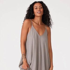 LOVE STITCH Long Gauze Maxi Dress Gray NWT